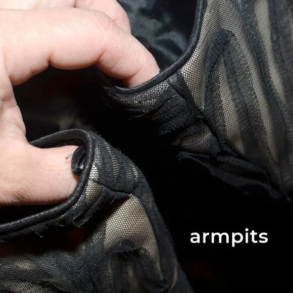 Plus Size 20W R&M Richards Black Mesh Over Nude Cocktail Party Full Skirt Dress - Picture 10 of 16